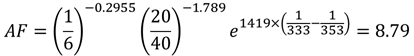 Acceleration factor calculation